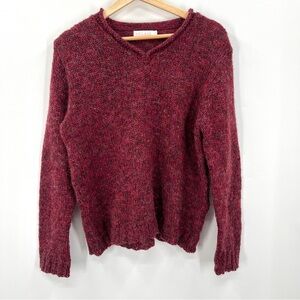 RELAIS Woman's Plum Red V-Neck Wool Mohair Blend Pullover Sweater Size 2